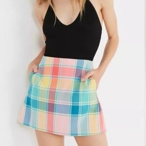 Urban Outfitters Plaid Mini Skirt Multicolor Pastel Check Size S
